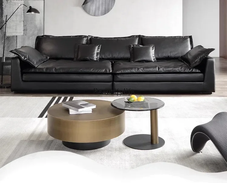

lSimple modern fabric sofa down wide and small apartment black high-end