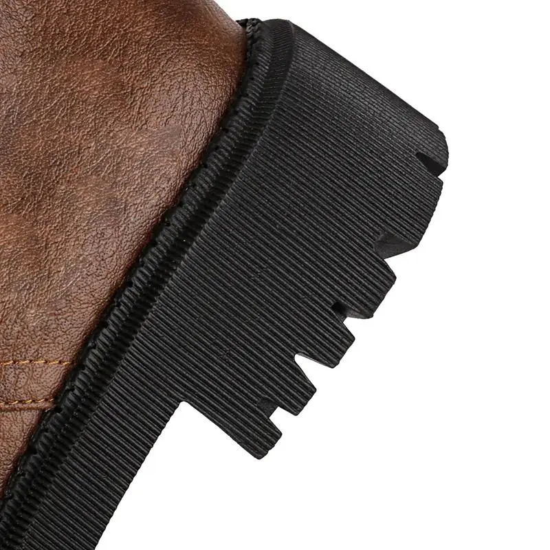 REAVE CAT 2025 Retro Thigh Boots Round Toe Chunky Heels 4.5cm Platform Zip Lace Up Extended Size 41 42 43 Daily Knee High