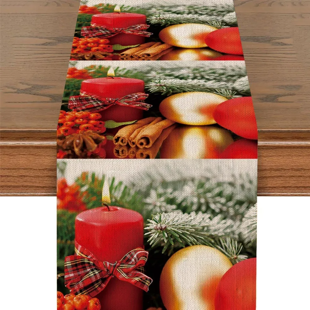 موضة جديدة 2025 عيد الميلاد الجدول العلم الطباعة الرقمية سانتا كلوز الإبداعية الكرتون الكتان مكتب طاولة شاي العلم #4