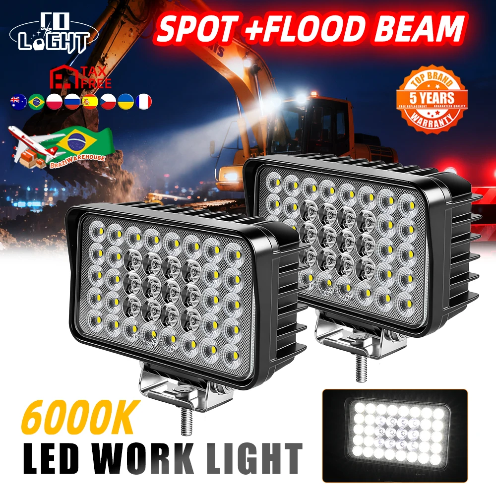 

CO LIGHT 6 Inch LED Work Light Off Road 12V 24V E9 Flood Spot Beam Driving for Truck 4x4 Truck ATV Forklift excavator Tractor