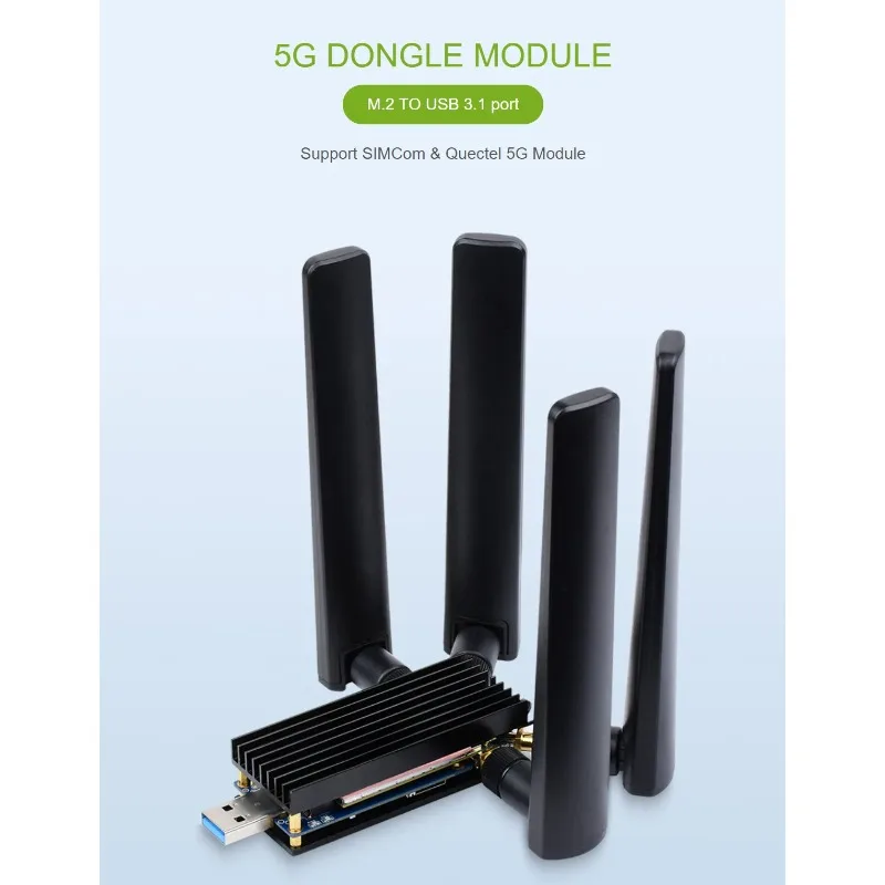 5G Communication Dongle M.2 Key B Module Quad Antennas USB3.1 High Speed Adapter