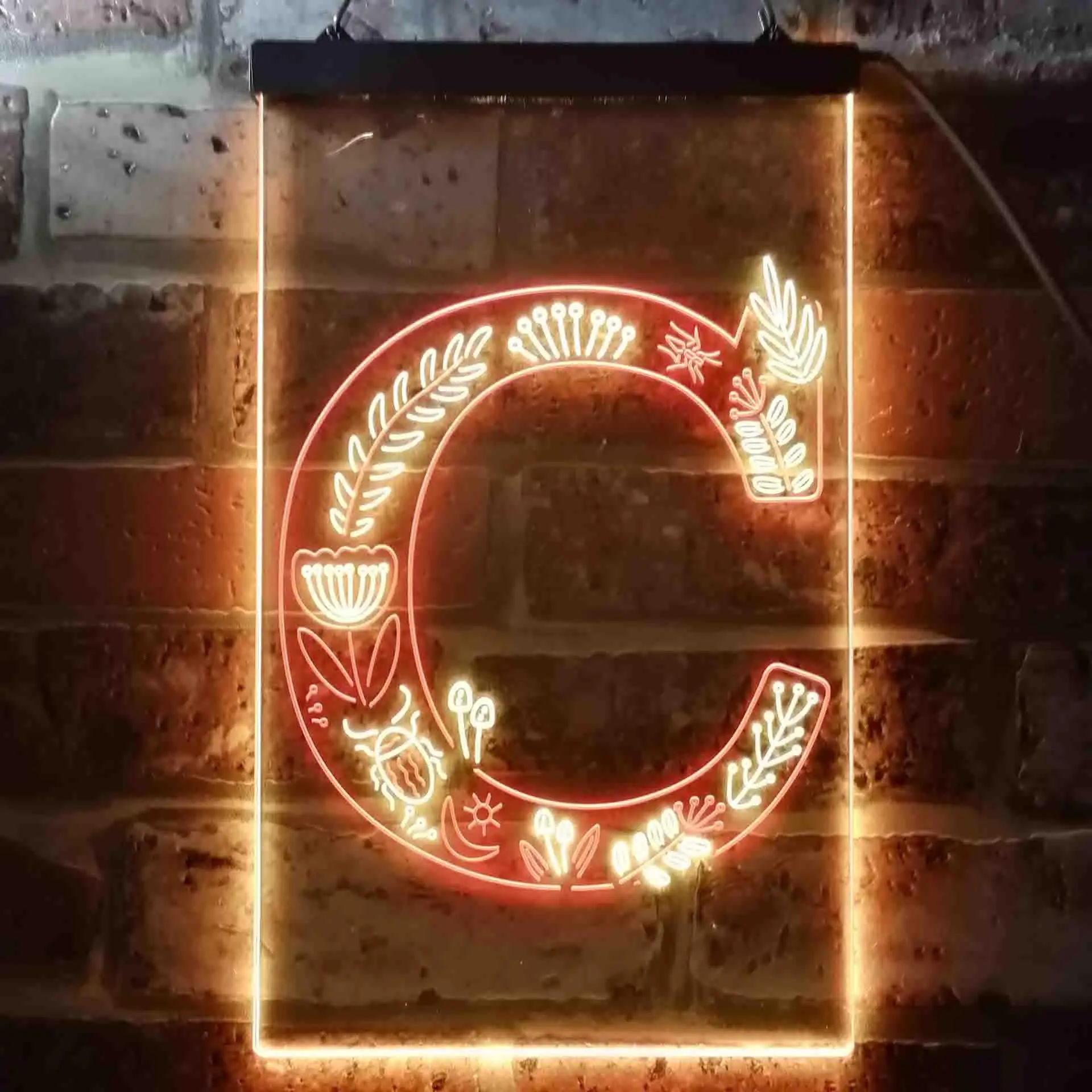 Letter C Initial Monogram Family Name Dual Color Led Neon Sign st6-i3440