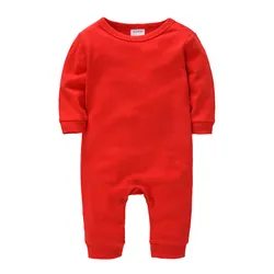 Unisex Baby Clothes Solid Red Design Newborn Cotton Rompers Full Sleeve 0-18M Infant Jumpsuit Costume Clothing