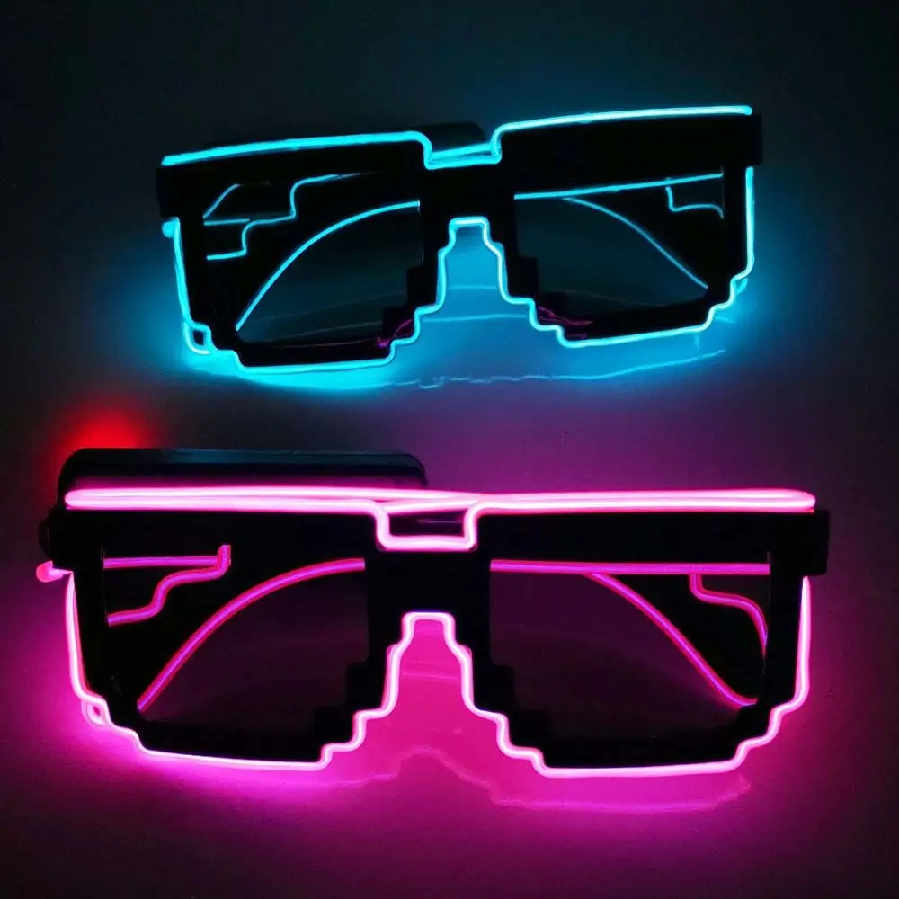 Materiały migające dekoracje Cosplay artykuły barowe Led Light up okulary świecące okulary przeciwsłoneczne mozaikowe okulary LED świecące okulary