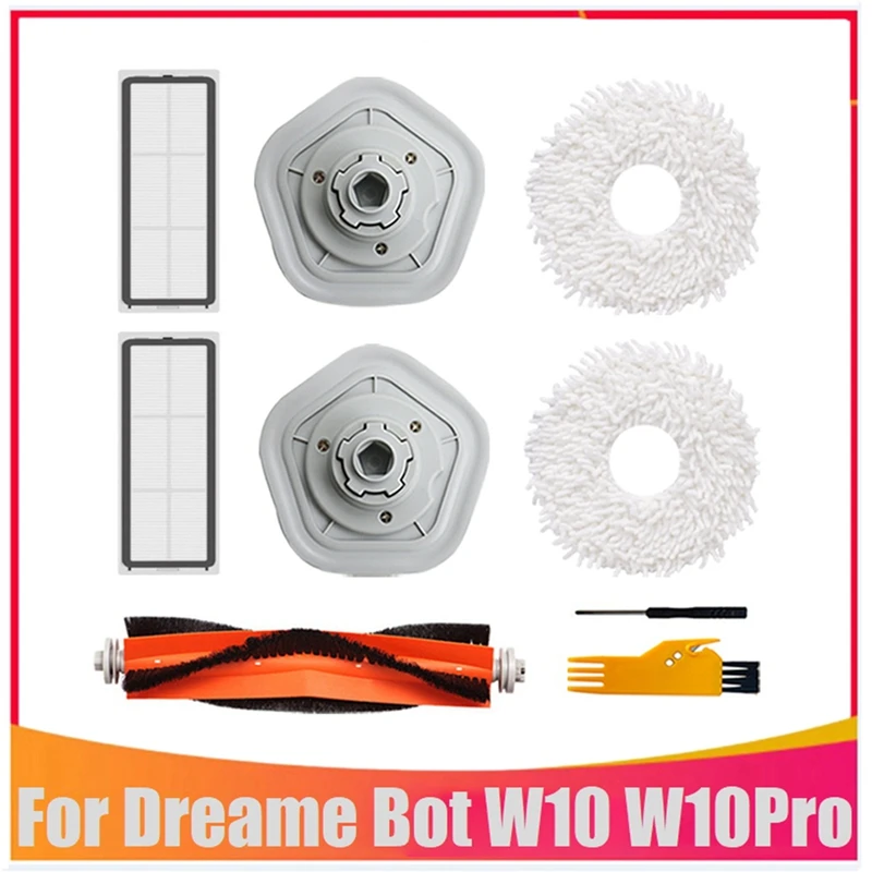 9Pcs For Xiaomi Dreame W10/W10 Pro Robot Vacuum Cleaner Replacement Part Washable Main Brush Mop Cloth Accessories Kit