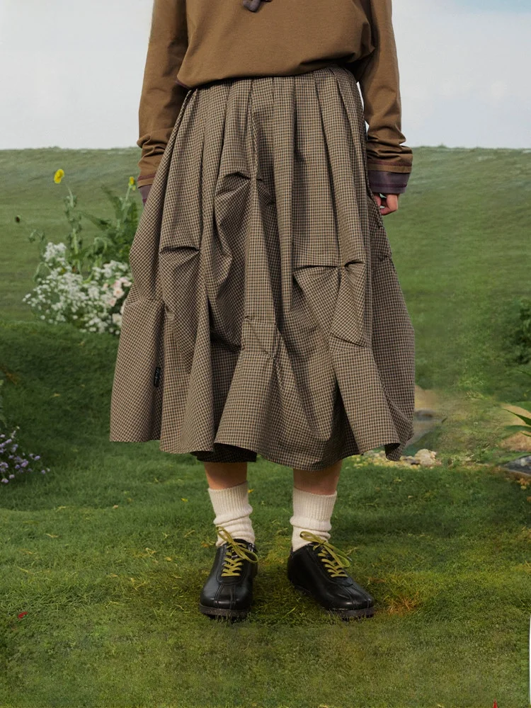 

Повседневная винтажная плиссированная асимметричная юбка в клетку с богатой отделкой для женщин: для работы, на каждый день, для путешествий, для школы