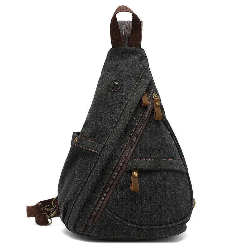 

ISKYBOB Mens Vintage Canvas Sling Bag Crossbody Backpack Shoulder Casual Daypack Rucksack Multifunctional Backpack 2023 New