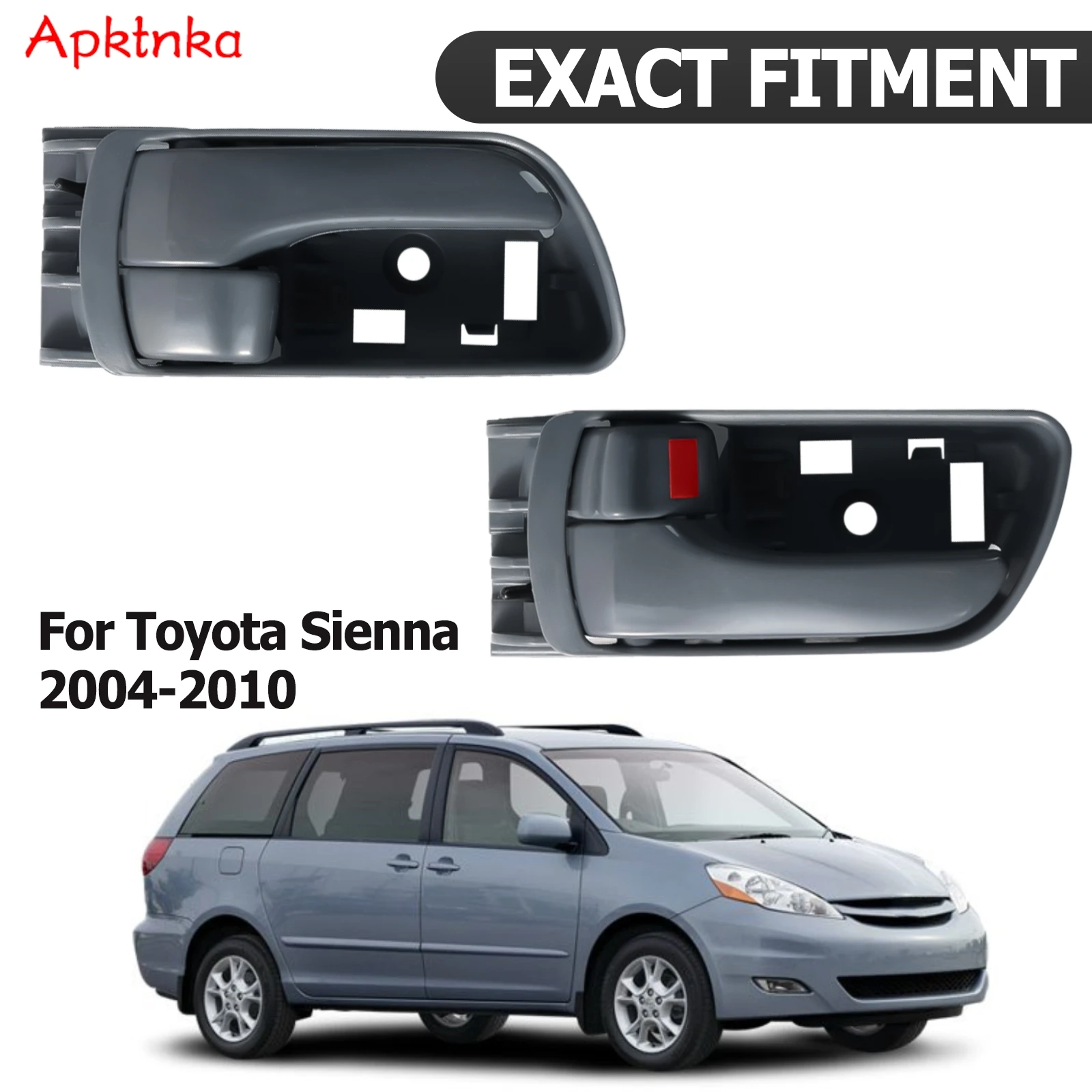 2 Pack Gray Textured Plastic Front Left & Right Side Door Handles For Toyota Sienna 2004-2010  Replaces 69206-AE010 69205-AE010