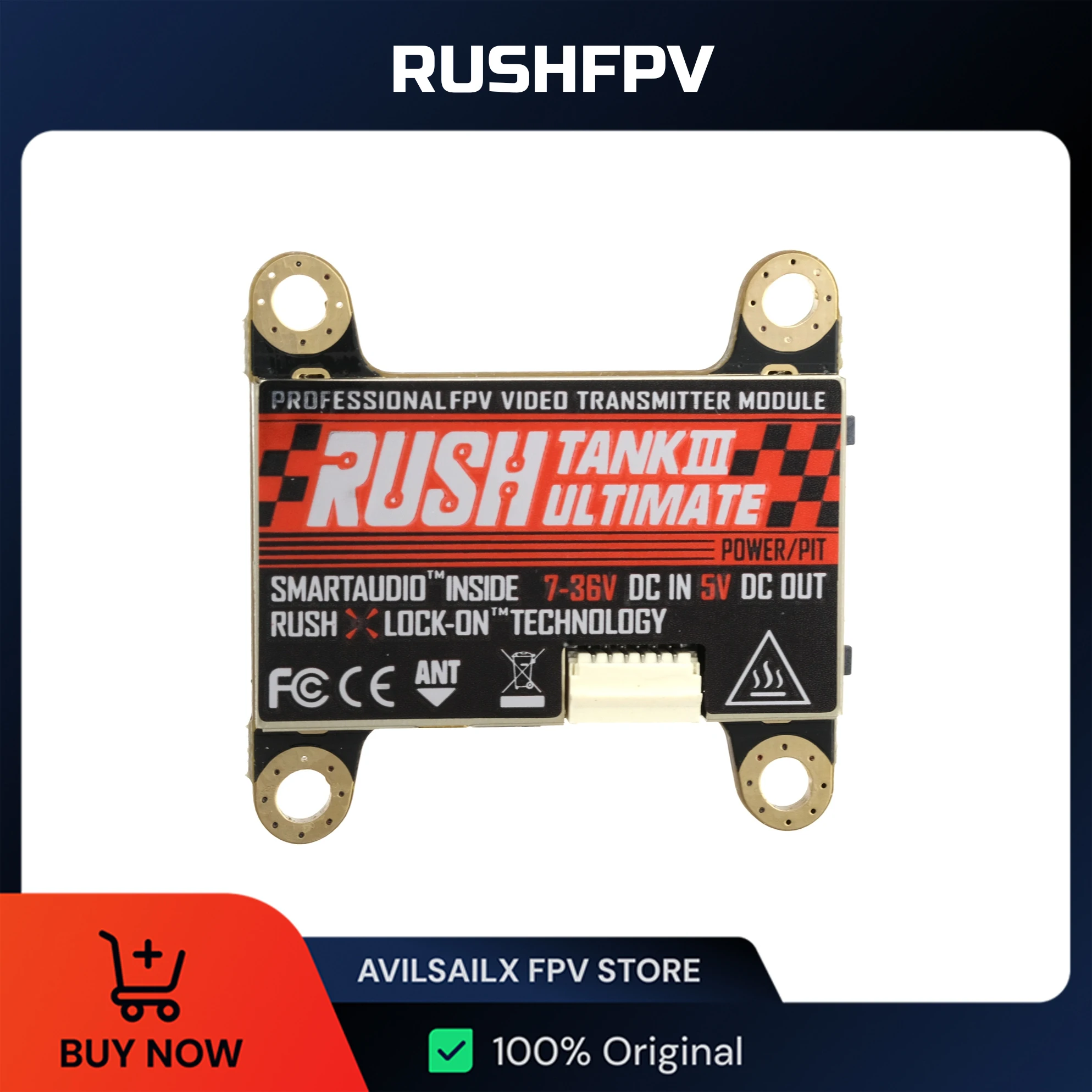 RUSHFPV Tank III Ultimate 5.8G Analog FPV VTX |   GRUBE/25/200/500/1000 mW |   für RC Racing Drone Quadcopter