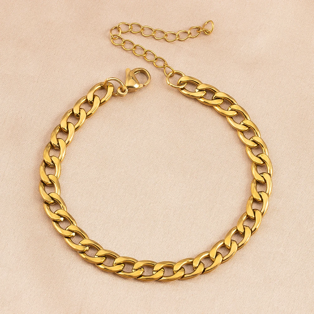 

1pc Fashion Stainless Steel Width 3mm 5mm 7mm Chains Bracelets Cuban Link Chains Classic Punk Heavy Male Jewelry Gifts Party