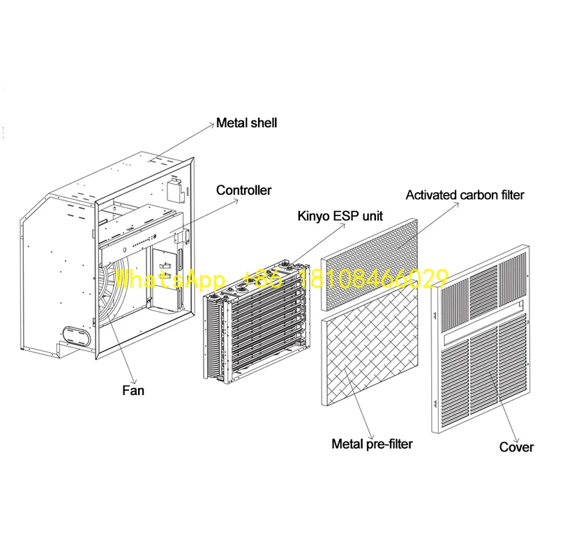 

e частицы пыли дым для коммерческого использования в отеле потолочный электростатический очиститель воздуха ESP со съемным фильтром с активированным углем
