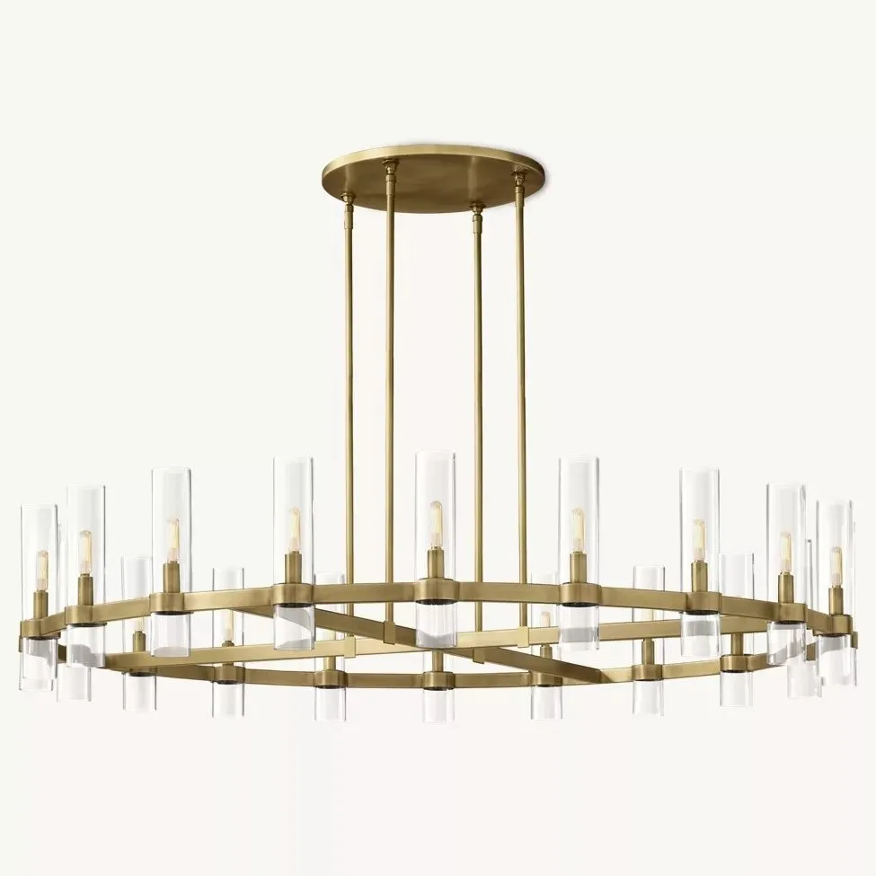 

RH living room chandelier light luxury high-end all-copper villa hall restaurant creative designer simple beautiful bedroom chan