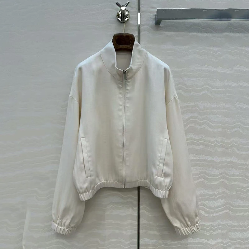 

New high-quality linen blended V-neck long sleeved top for autumn 2025 casual versatile Women's coat outerwears Women's jacket