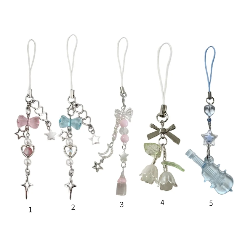 Elegant Charm Lanyard Beaded Embellishment Keychain Keyring Bag Accessory for Fashion Enthusiasts