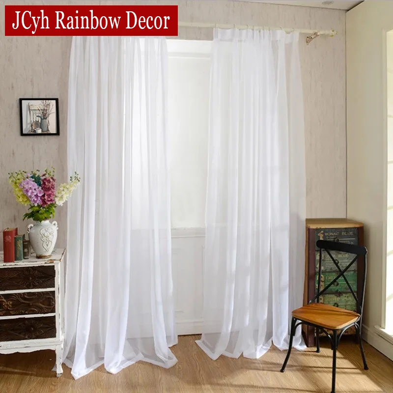 Modern White Sheer Curtains for Living Room Solid Transparent Tulle Curtain for Window Kitchen Cortinas Voilage Gauze Yarn Decor