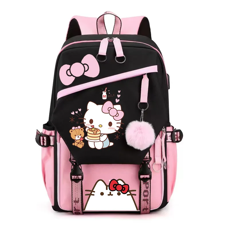 Cute Kuromi Women's Backpack High School Students School Bags Girl's USB Charging Large Capacity Daily Mochila infanti Best Gift