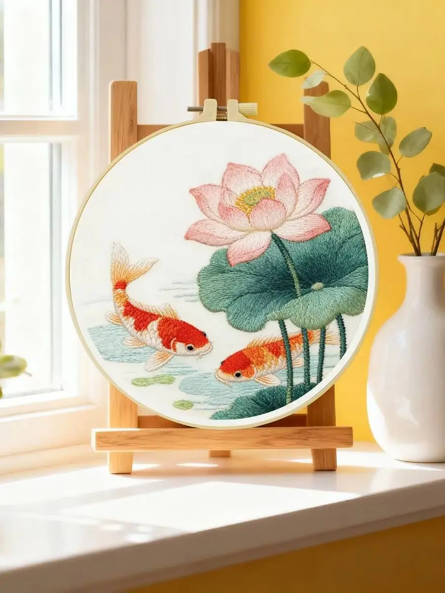 1 Stück 20X20CM/15X15CM 7,87/6,3 Zoll Goldfisch-Stickerei-Starter-Kit DIY-Kit DIY-Stickerei-Set Handarbeiten Malerei – Detail 6