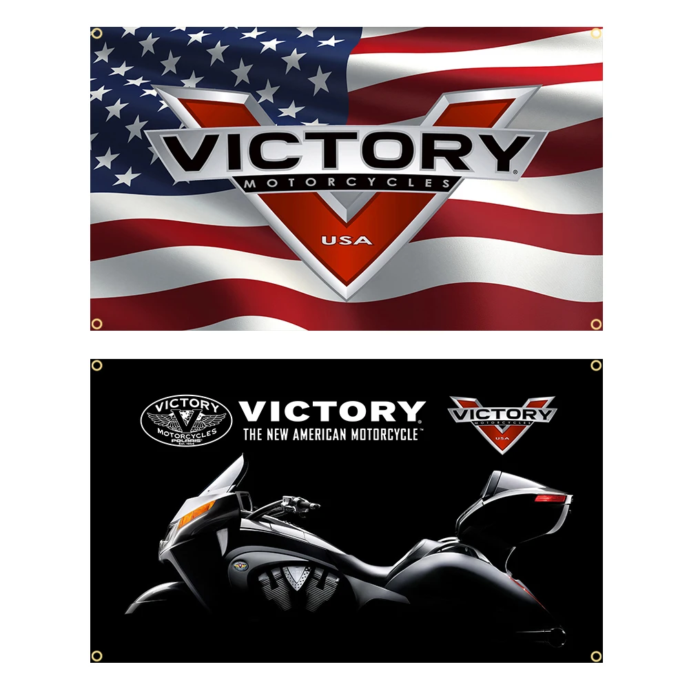 90x150cm Victorys Motorcycles Racing Flag Polyester Printed Decoration Banner Tapestry Jemony