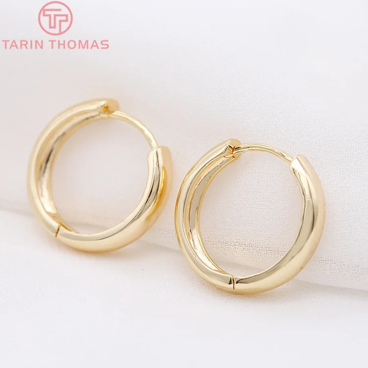 (3784)4PCS 14MM 16MM 18MM 23MM 24K 골드 컬러 도금 황동 라운드 귀걸이 후프 귀걸이 클립 품질 DIY 쥬얼리 결과 만들기