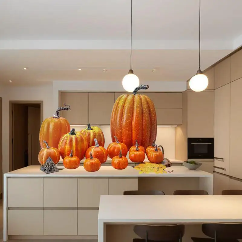 

14Pcs Artificial Pumpkin Halloween Decorations for Home Fake Pumpkin Autumn Harvest Party Thanksgiving Ornaments Props