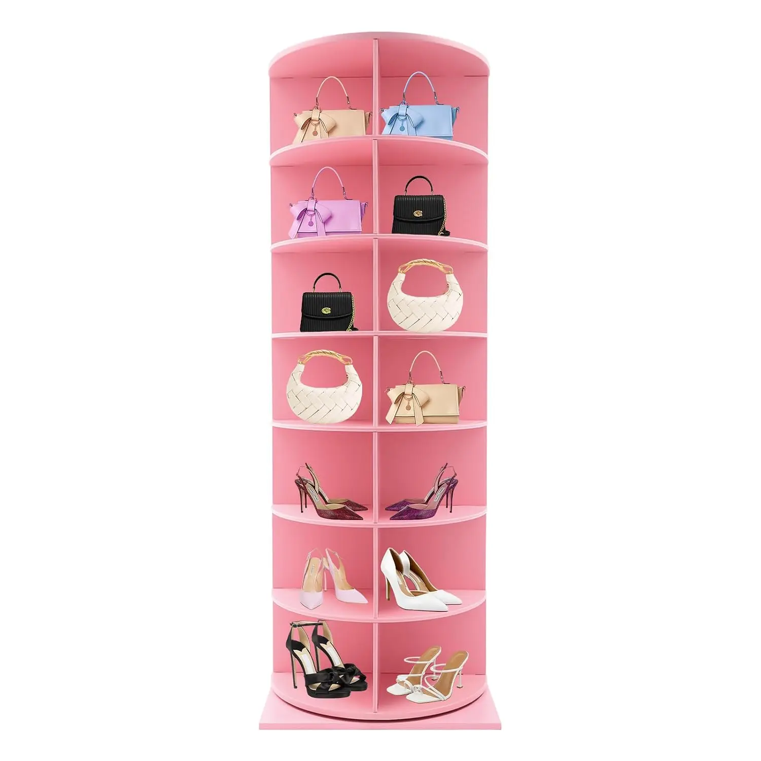 7 Tier Rotating Shoe Rack Tower 360 Spinning Entryway Display 77 Lbs 28 Slot Vertical Storage For Shoes Bags Plants, Customized