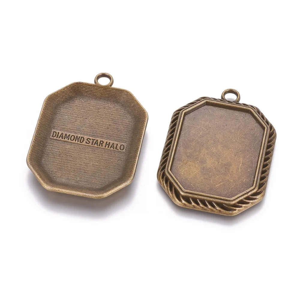 5 Pcs Rectangle Pendant Cabochon Settings Style Pendant Cabochon Settings for Bridal Wedding Bouquet Graduation Cap Crafts