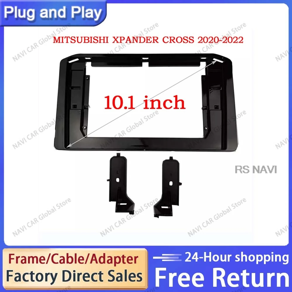 NAVI 10.1 inch Car Radio Stereo 2 Din Fascia Frame for Mitsubishi Xpander Cross 2020-2022 Big Screen Dashboard Panel Mount Trim