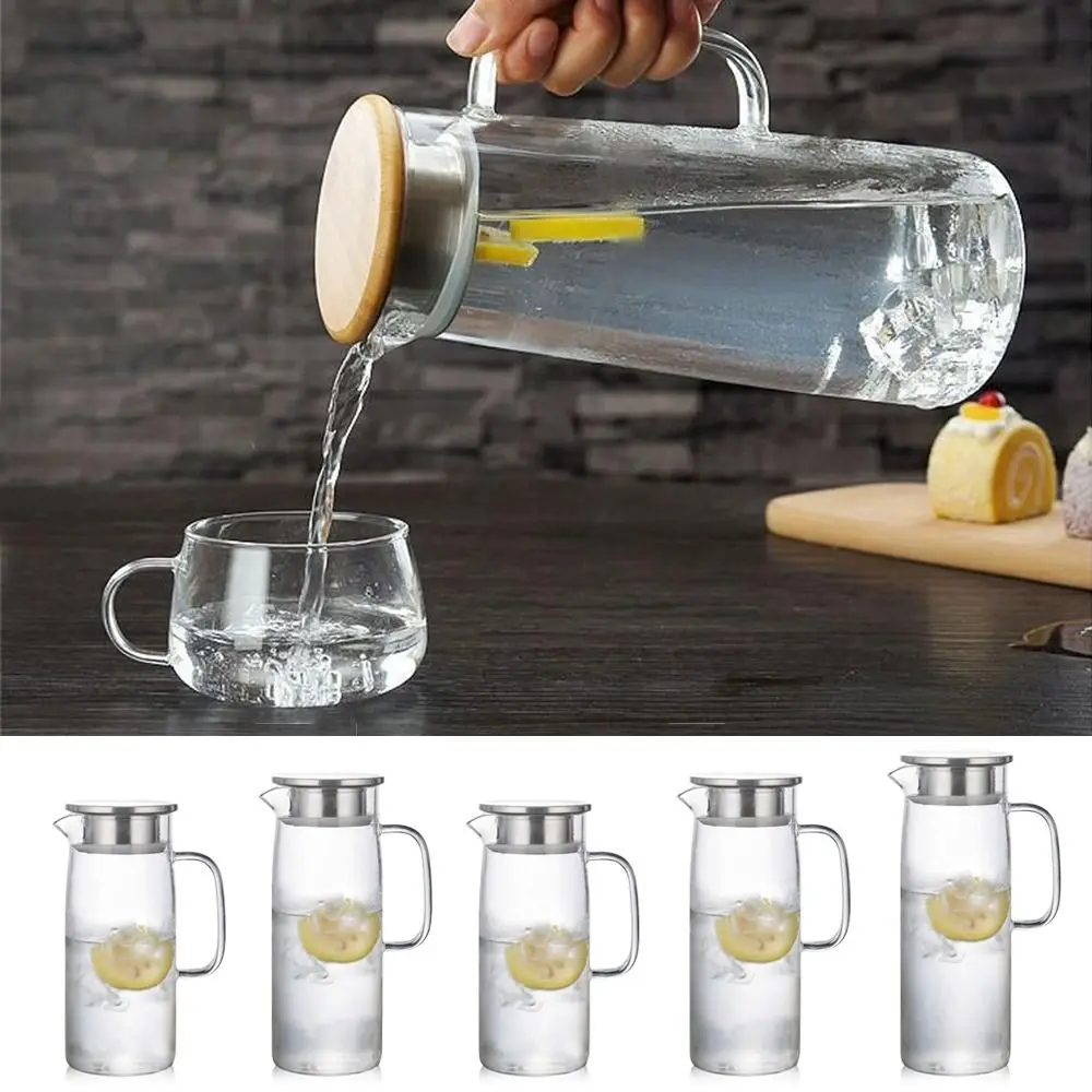 Tetera de cristal transparente de verano, juego de té de flores resistente al calor de vidrio de borosilicato, transparente, de gran capacidad, 1/1,2/1,5l