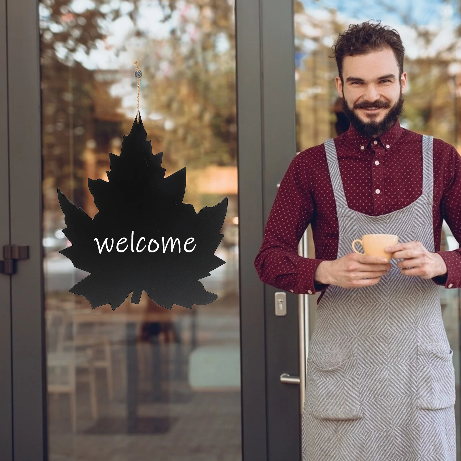 

Maple Leaf Hanging Message Board Wooden Chalkboards for Coffee Shop Restaurant Sign Wall Art Back to School Welcome Signs