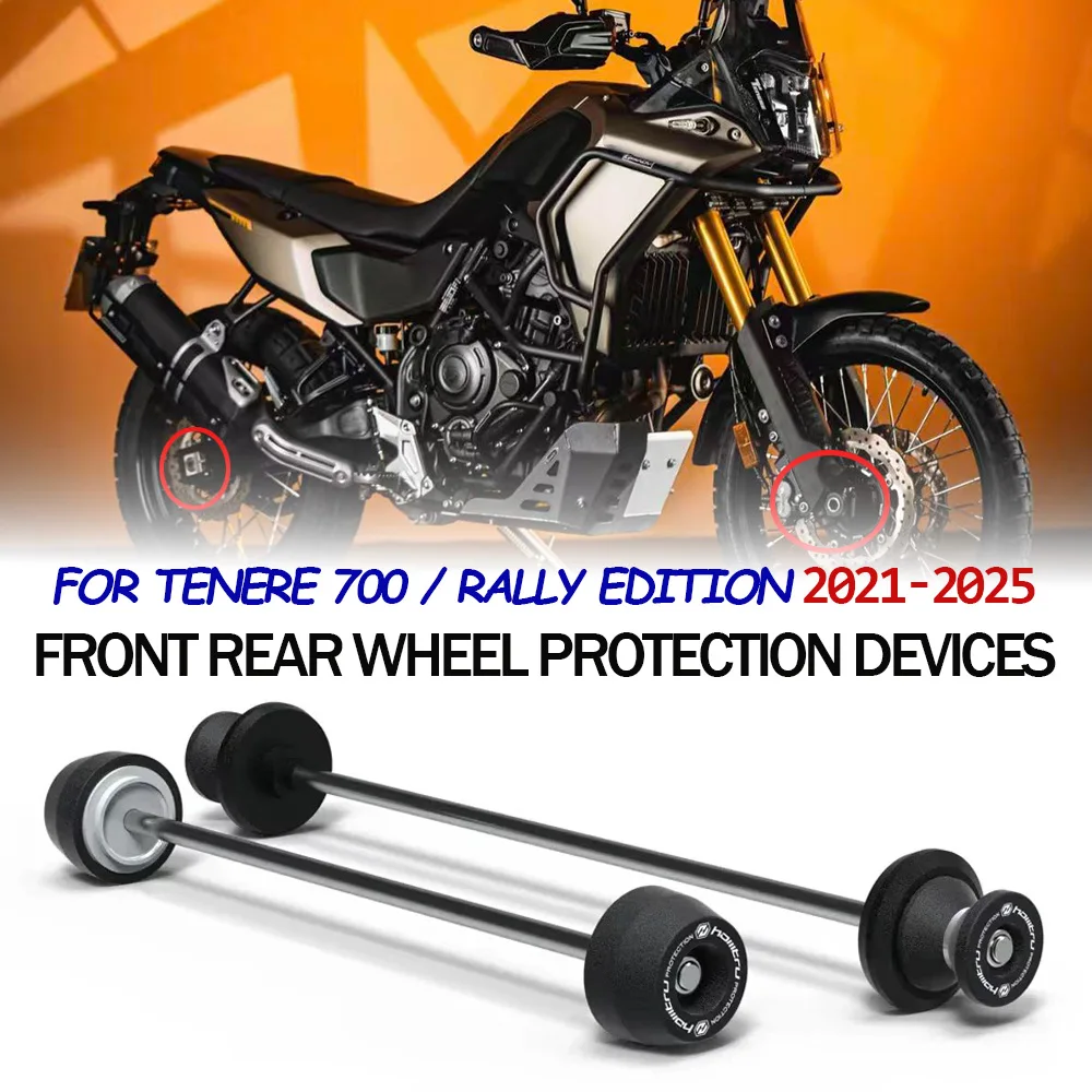 

For YAMAHA Tenere700 / Tenere 700 Rally Edition 2021-2024 2025 Motorcycle Front Rear Axle Fork Crash Sliders Wheel Protection