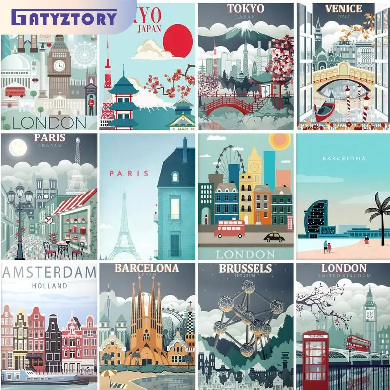 

GATYZTORY Diamond Mosaic Build 5D Diamond Painting Landscape Kit zero based Embroidery Arts And Crafts Home Decoration