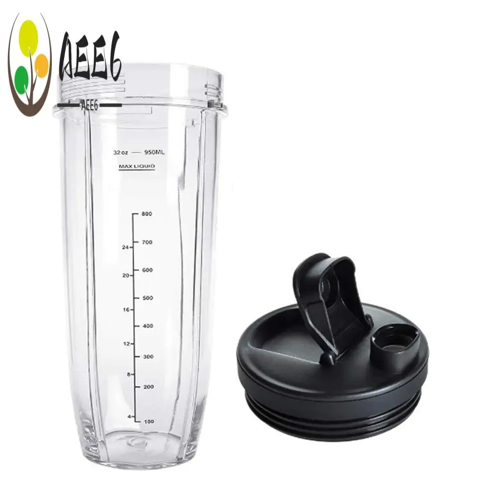 

AEE6-Lid And 32OZ Cup And 7 Fins Blade For Compatible For Ninja Auto IQ 1000W Blender Accessories Replacement Parts BL482
