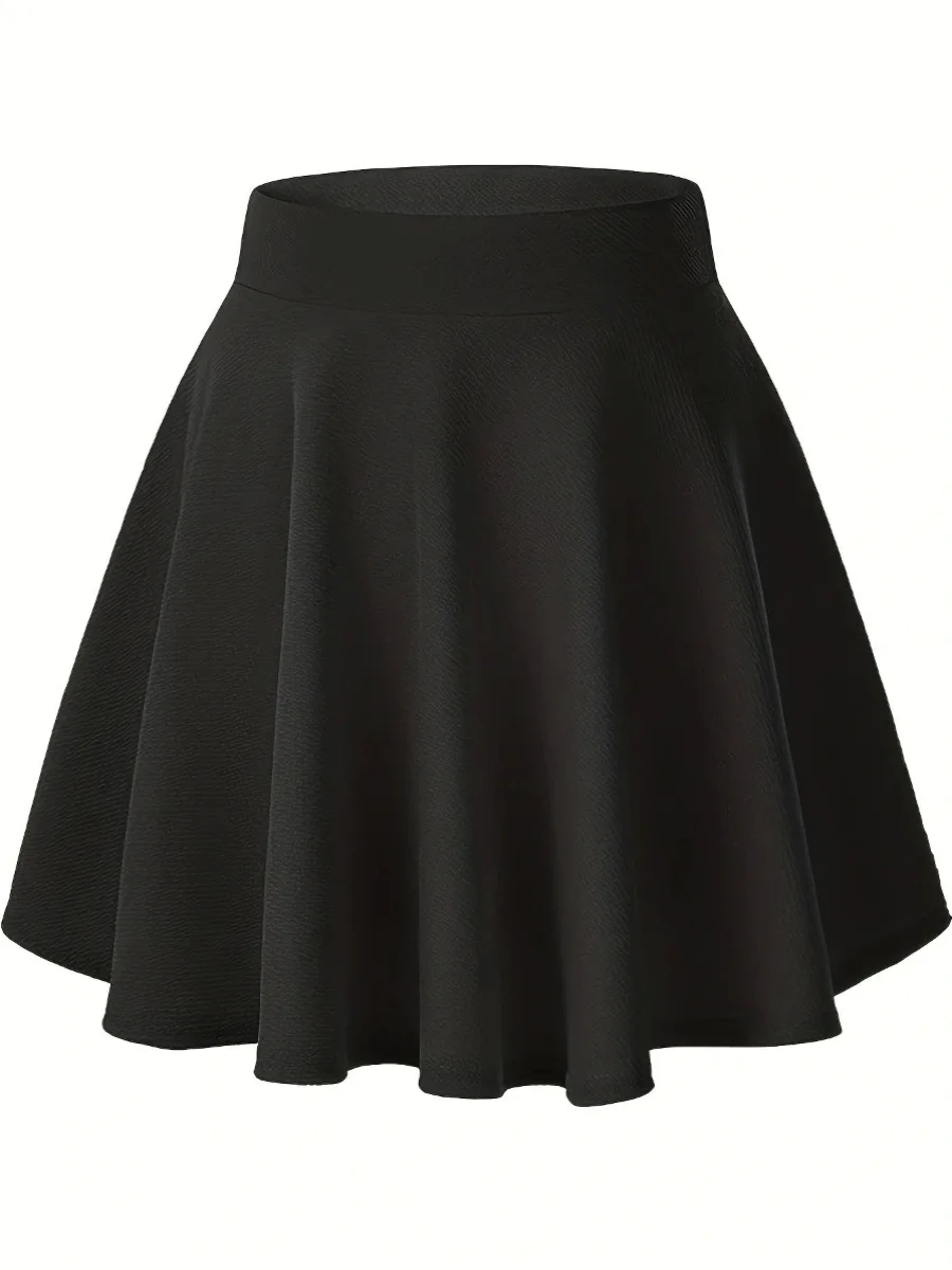 

Повседневная женская юбка-клеш с высокой талией и эластичной резинкой, однотонная, приталенного кроя, лето 2024, другие материалы 00%