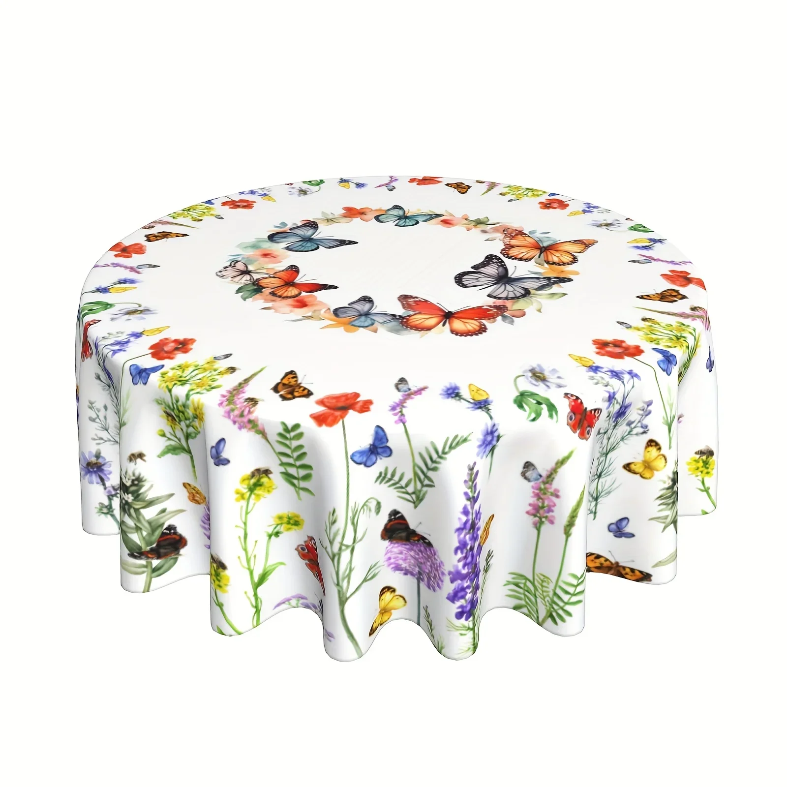1 piece, polyester tablecloth, spring and summer floral tablecloth, butterfly tablecloth with multiple colors, rural stylexzj