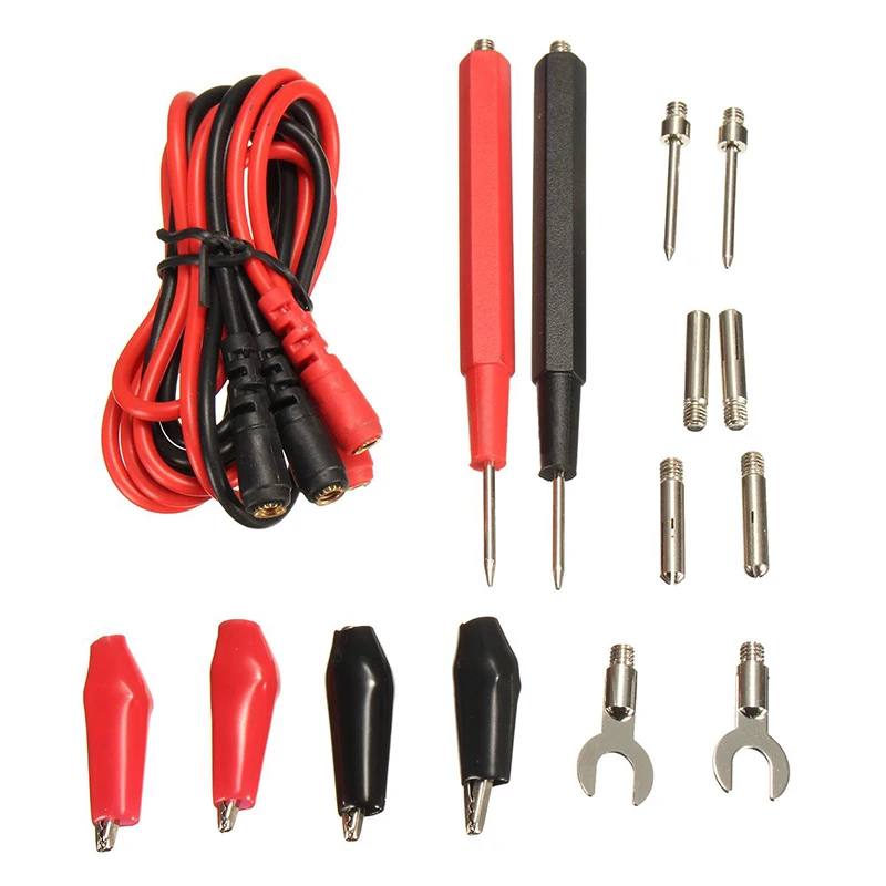 16pcs High Quality Digital Multimeter Banana Plug Probe Test Lead Cable Clips Assortment Kit