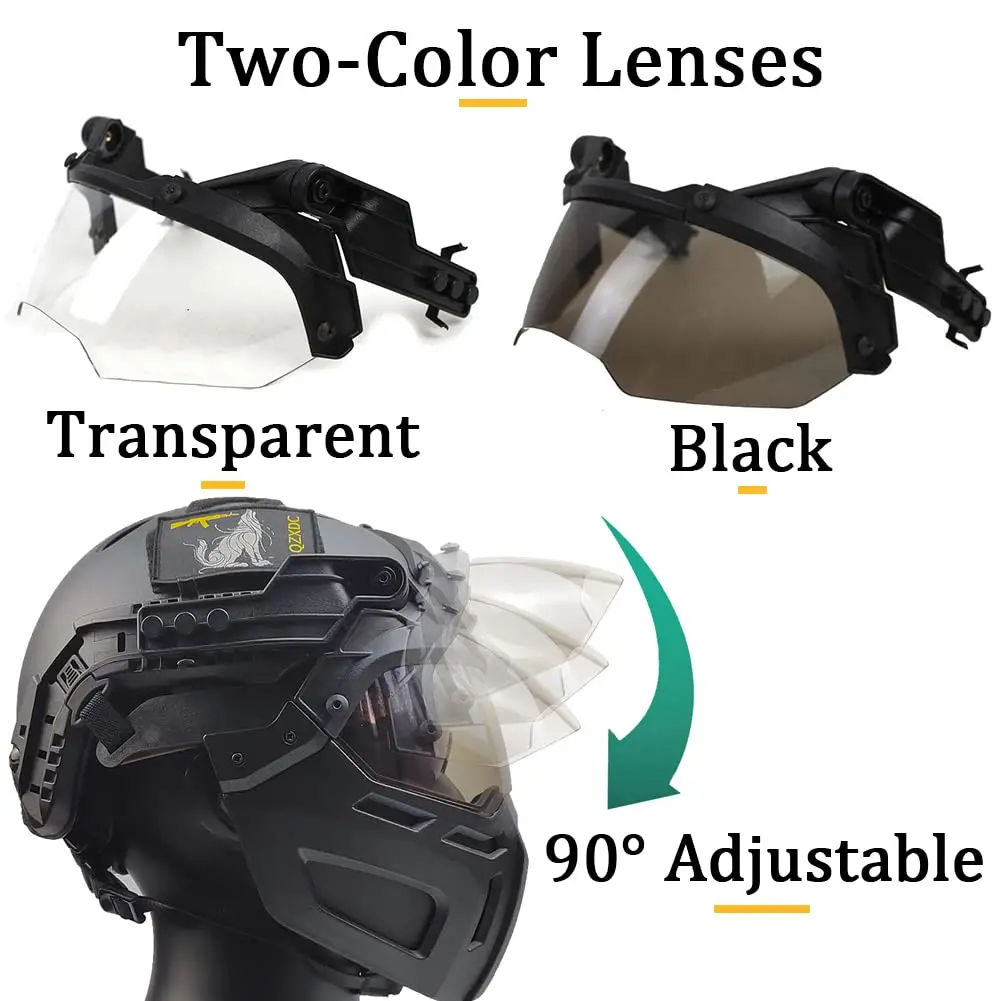 Airsoft Helmet with Goggles And Visor Set, Full-Wrap Military Paintball Protection Set, Visor 90°Adjustable, for Outdoor Hunting