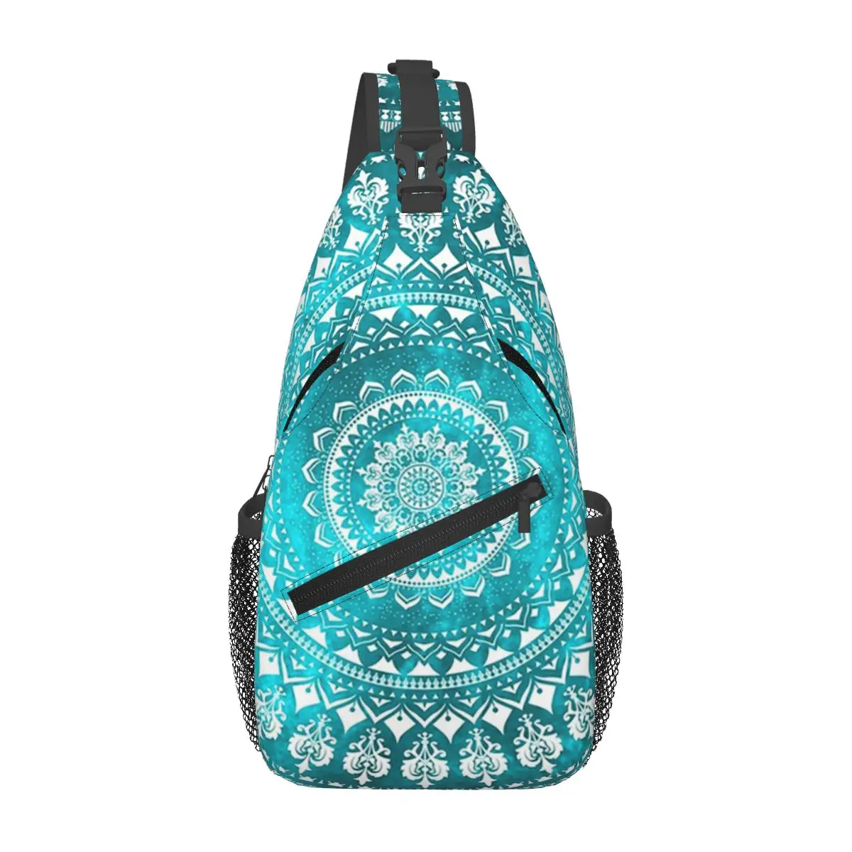 Mandala Turquoise Chest Bag Men Sling Crossbody Backpack Chest Bag Travel Hiking Daypack Shoulder Bag