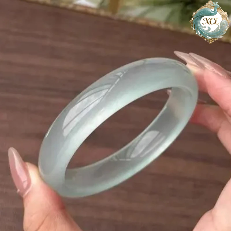 

Браслет премиум-класса из лазурно-замороженного нефрита — браслет из натуральной водяной пены с текстурой ледяного нефрита и блеском белой лунной луны