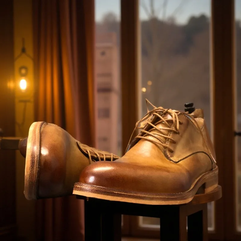 

British Style Washed Retro Genuine Leather Ankle Boots Men Soft Soled Handmade Business Formal Casual Chelsea Boots Male Shoes