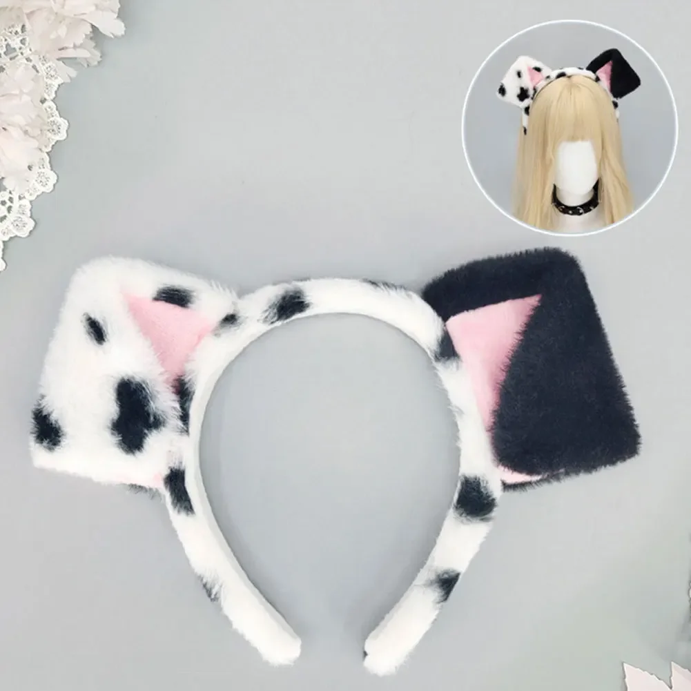 

Милые плюшевые повязки на голову с ушками для далматинских собак, повязка на голову для спа, реалистичные уши животных, реквизит для конвенции комиксов, аксессуар для фестиваля и вечеринки