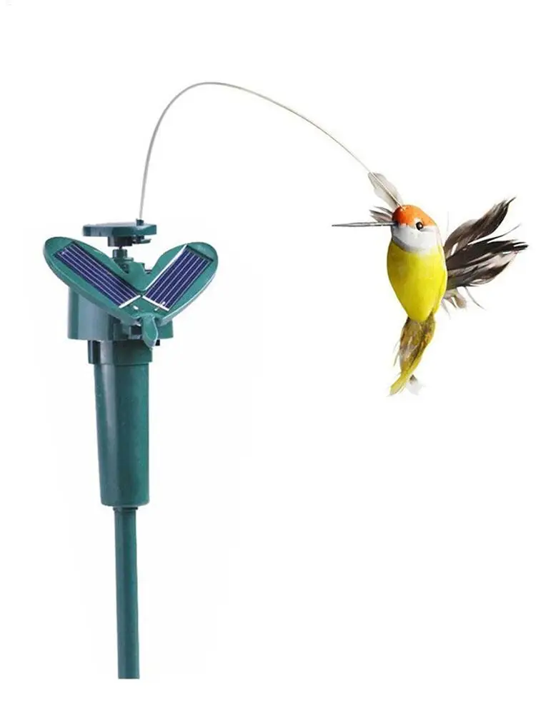 Solar Rotating Bird Flying Hummingbird Power Vibration Birds Stake Flying Fluttering Toy For Garden Decoration