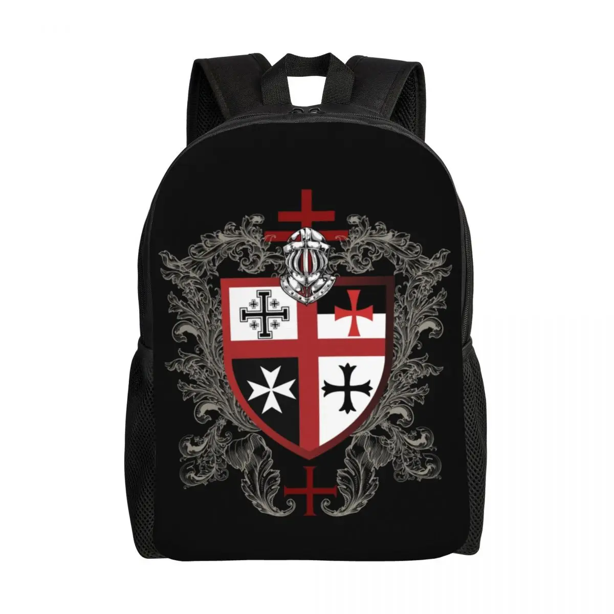 Knights Templar Cross Shield Symbol Backpacks for Water Resistant College School Medieval Emblem Secret Order Bag Print Bookbags