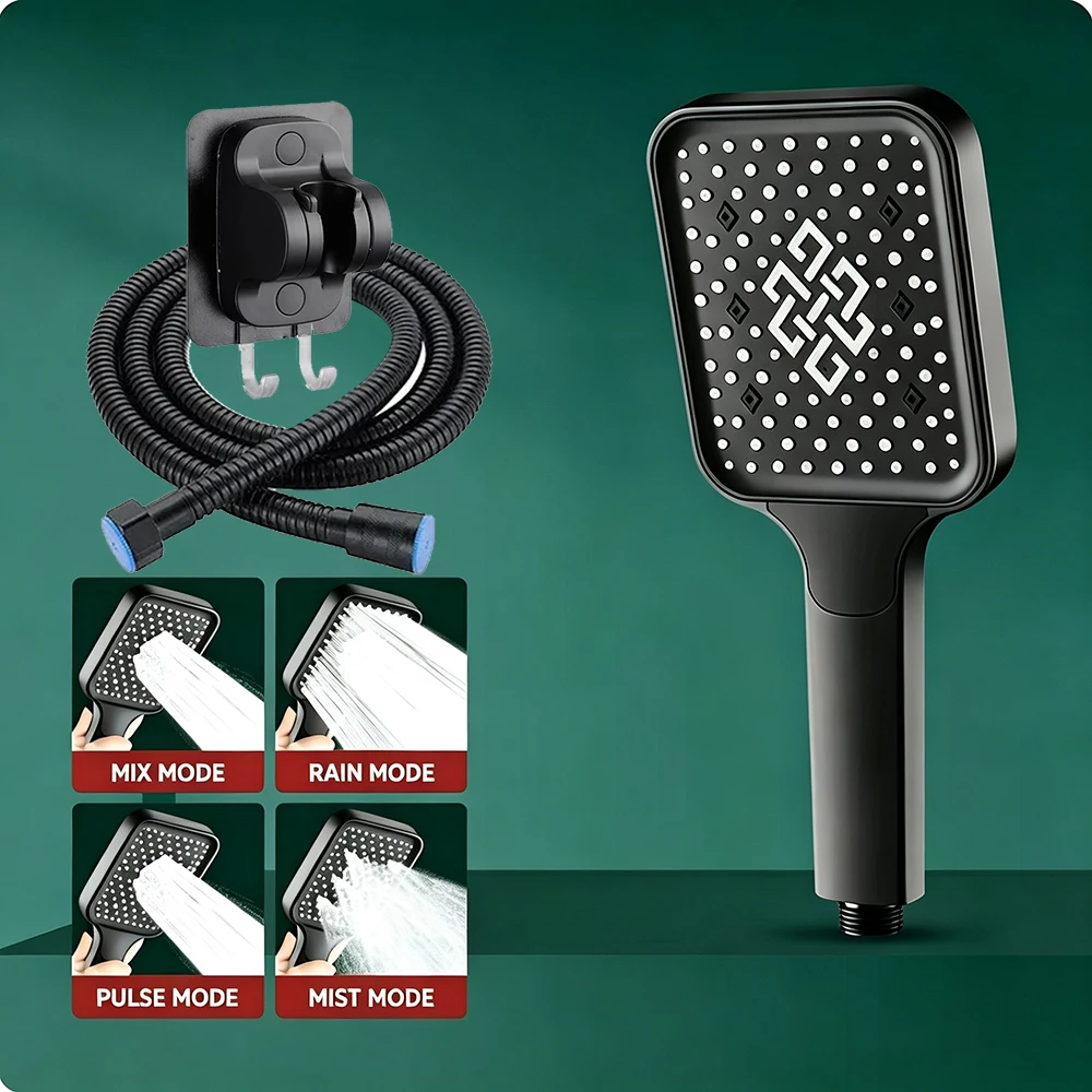Square New 4-Mode Showerhead Super High Pressure Large Water Output for Home Bathroom Bathing, Handheld Showerhead  Accessories