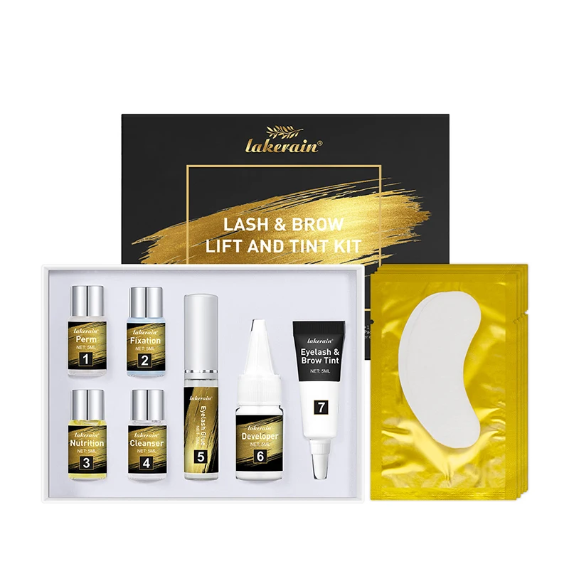 Kit per permanente e tintura per sopracciglia e ciglia, strumenti per permanente e tintura tridimensionale per ispessimento delle sopracciglia e delle ciglia