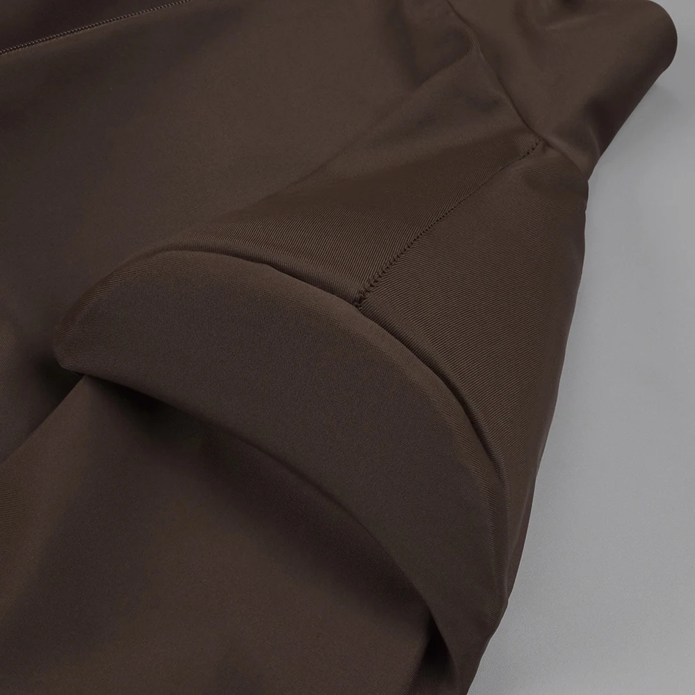 PB Abito lungo sexy marrone trasparente con collo alto – Abito da sera aderente per banchetti di lusso a maniche lunghe da donna per abiti da donna