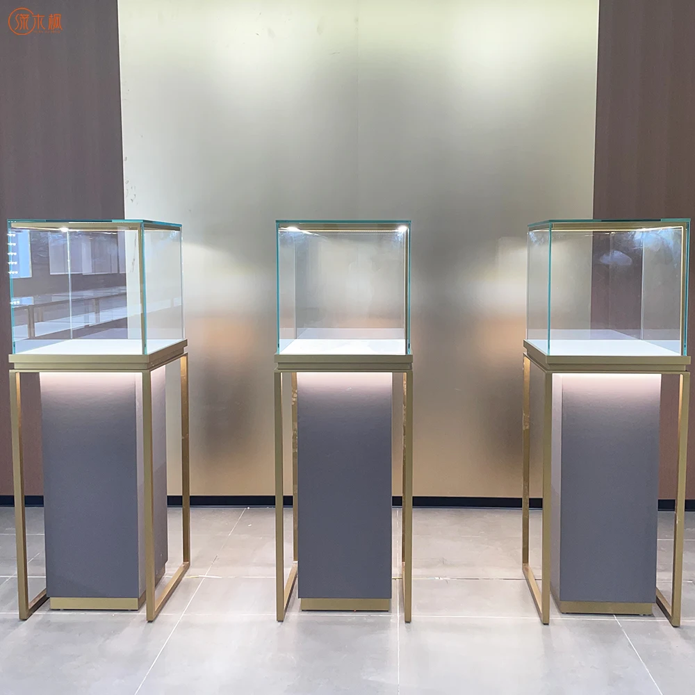 Antique Copper Color Without Fingerprints Plating Jewellery Showcase Custom Counter Design for Jewellery Shop