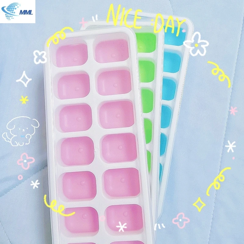 14 Grids Fruit Ice Maker with Removable Ice Cube Trays Reusable Silicone Ice Cube Mold Lids Kitchen Tools Freezer Summer Mould