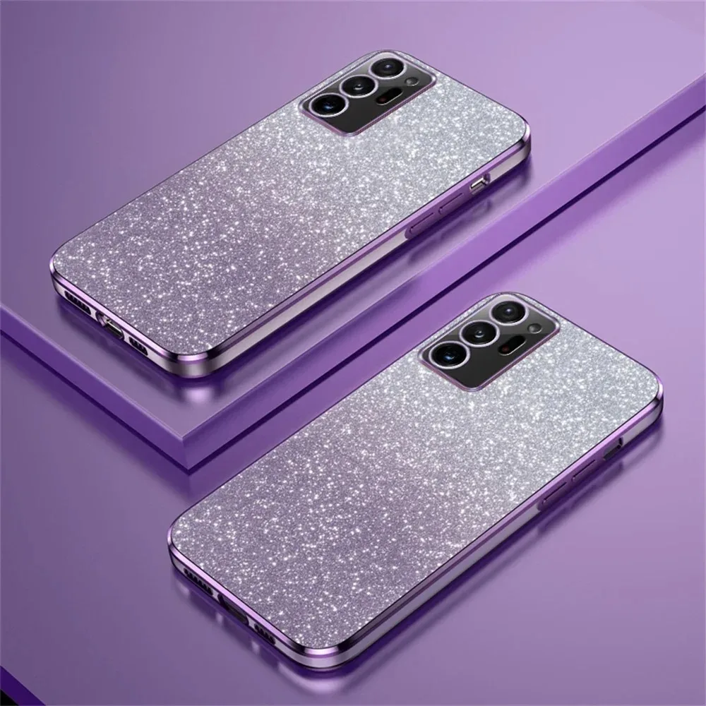 

Luxury Gradient Glitter Case With Back Film For Samsung Galaxy S22 S23 S24 Ultra Note 10 20 S10 S20 Plus S21 FE Silicon Cover