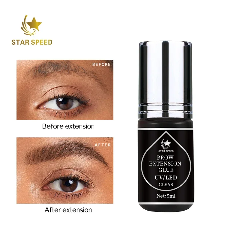 Eyebrow Extension Adhesive UV LED Eye Brow Glue Light Cure Eyebrow Glue Fast Dry and Long Lasting Professional Brow Extensions