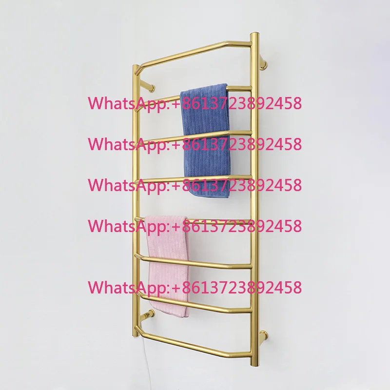 Double Stainless Steel Rose Gold Wall Mounted Electric Towel Warmer Rack & Heater for Bathroom